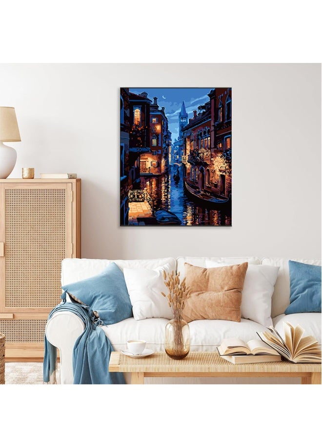 HOMESTAR Paint by Numbers Kit - Venice Adult Paint by Number Kits on Canvas Without Frame for Beginner, Stream Landscape Oil Painting by Numbers Kit for Gift Home Wall Decor 16x20 Inch - Image 5